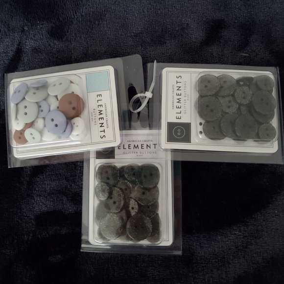 Multi-coloured (black glitter & pastel) Buttons - Set of 3 - NEW - Picture 1 of 4